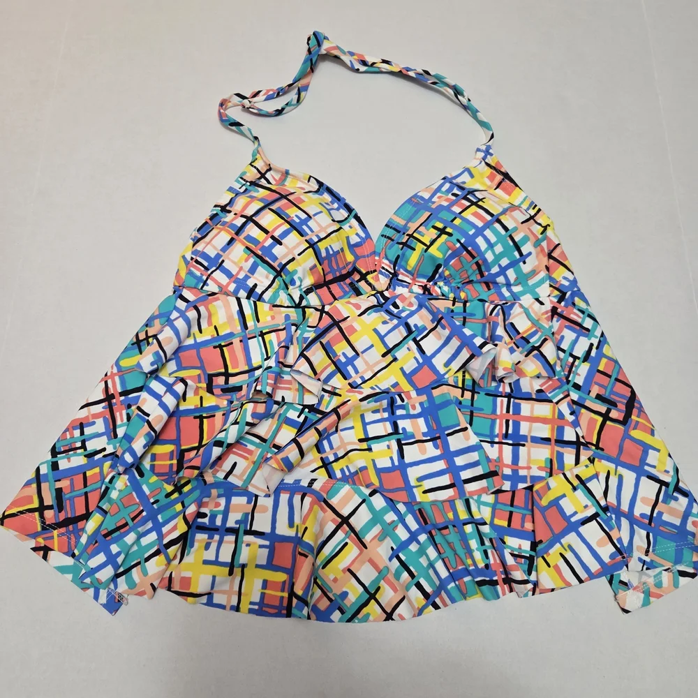 Catalina Womens Multicolor Halter, Backless Swim Top EUC Size S (4-6)